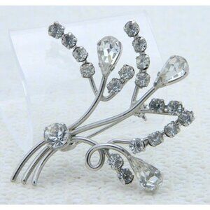 AUSTRIA Signed Silver Tone Clear Rhinestone Pin